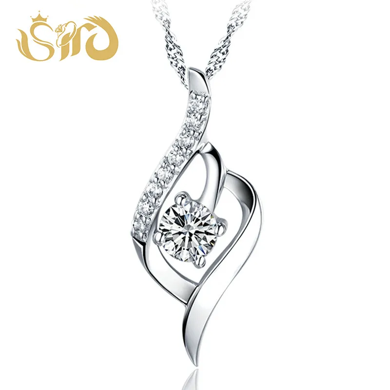 Fashion Zircon Pendant Necklace for Women Crystal Necklace Water-wave Chain Jewellery Women Fashion Jewelry Wholesale