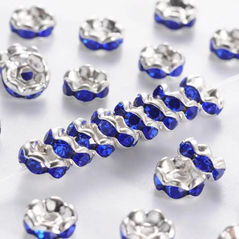 6 мм Ранг латунные Стразы бусины-разделители для самостоятельного изготовления ювелирных изделий, без никеля, 100 шт./лот - Цвет: Sapphire