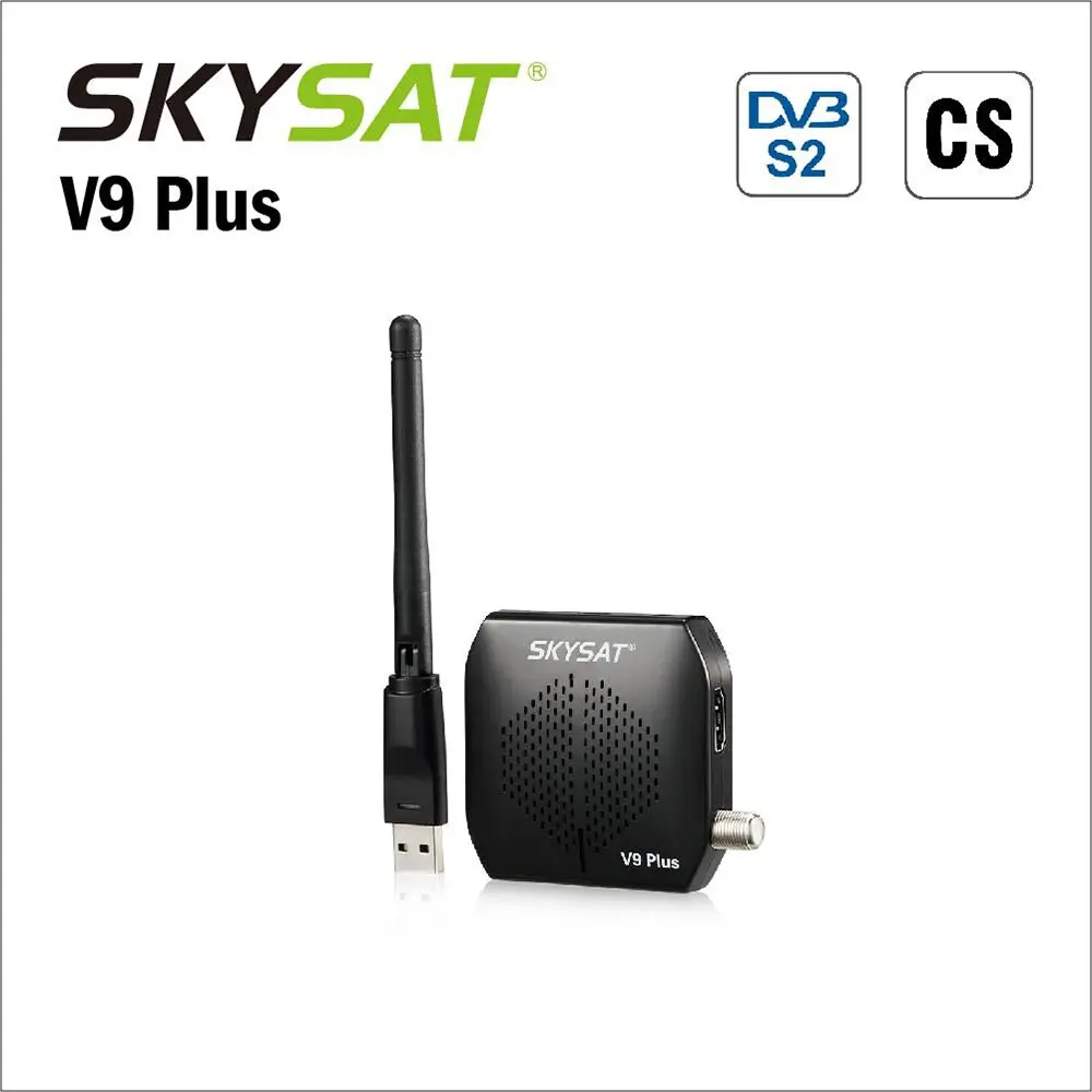 

Super Mini HD Satellite Receiver SKYSAT V9 Plus support CS CCCams Newcamd Powervu Biss WiFi 3G Youtube USB PVR SKYSAT V9+