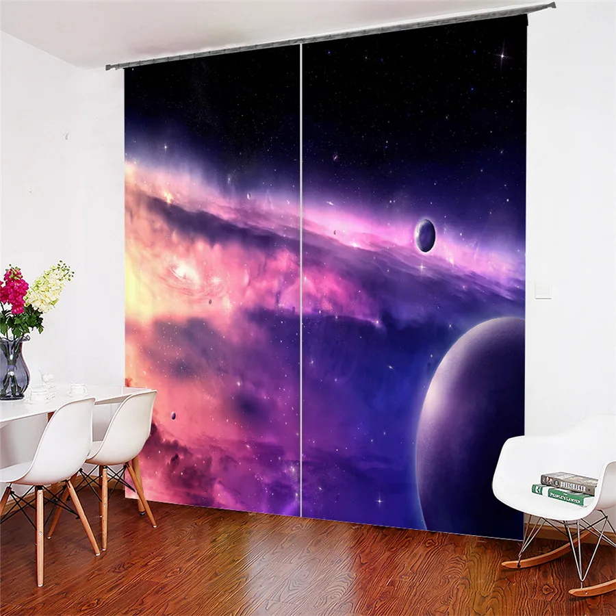 

3D Window Curtains Starry Sky Print for Living Room Bedding Room Home Decor Tapestry Wall Carpet Drapes Cotinas