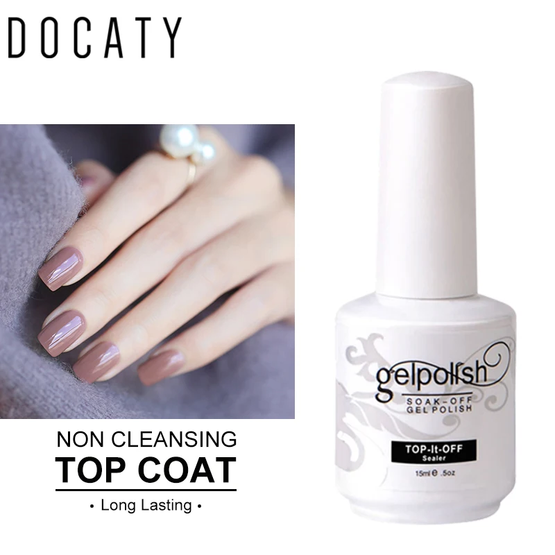 Docaty UV Gel Nail Polish Top Base Coat No Wipe Foundation Glue and It Off Primer | Красота и здоровье