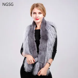 NGSG шарф из натурального Лисьего меха, женский, мужской, в полоску, зимний, теплый, 80-90 см, длинный хвост, шарф, модный, роскошный, воротник, шарфы, палантины для женщин, W001