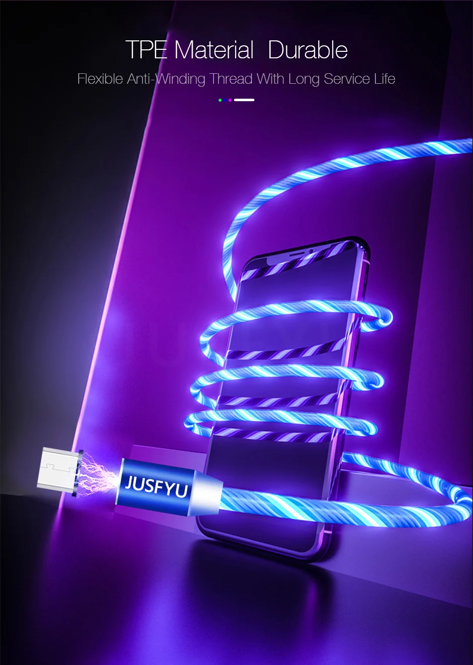 Магнитный светодиодный светильник usb type C usb-c Micro USB кабель передачи данных для быстрой зарядки зарядное устройство USB кабель для iPhone X XiaoMi huawei смартфон