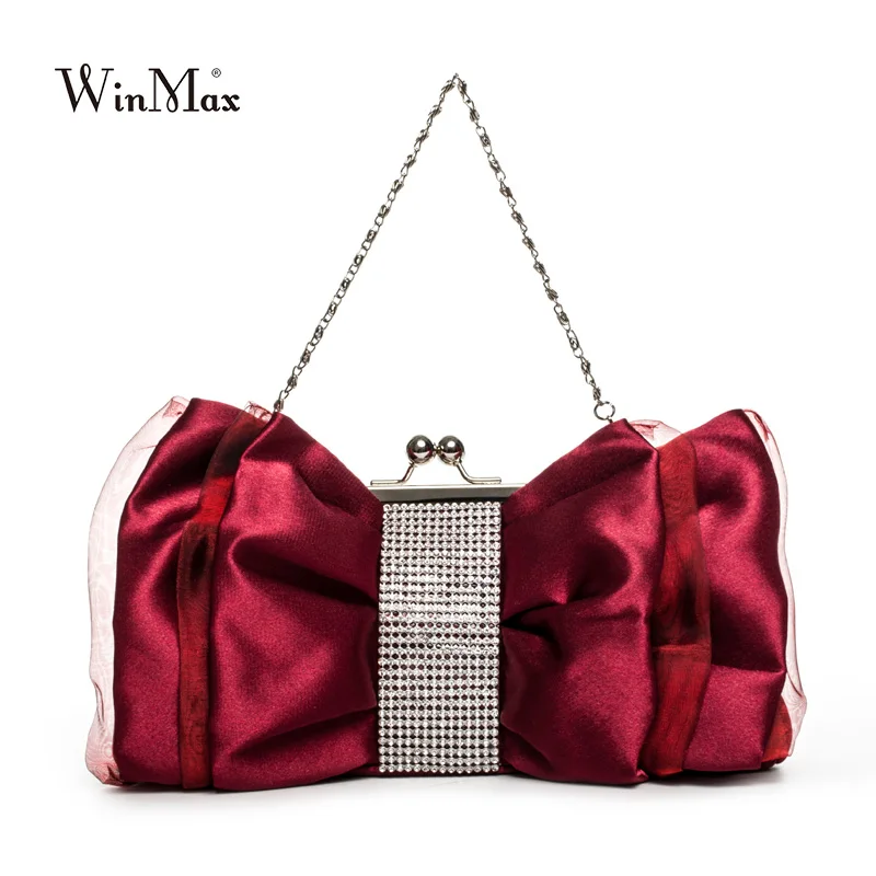 Clutch Purse Evening Bags For Womens Chain Dress Handbag Rhinestones Wedding Flower