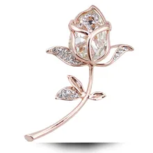 new arrival zircon rose brooch gold plated elegant brooches and pins 4 colors available cute fashion jewelry rhinestone brooches