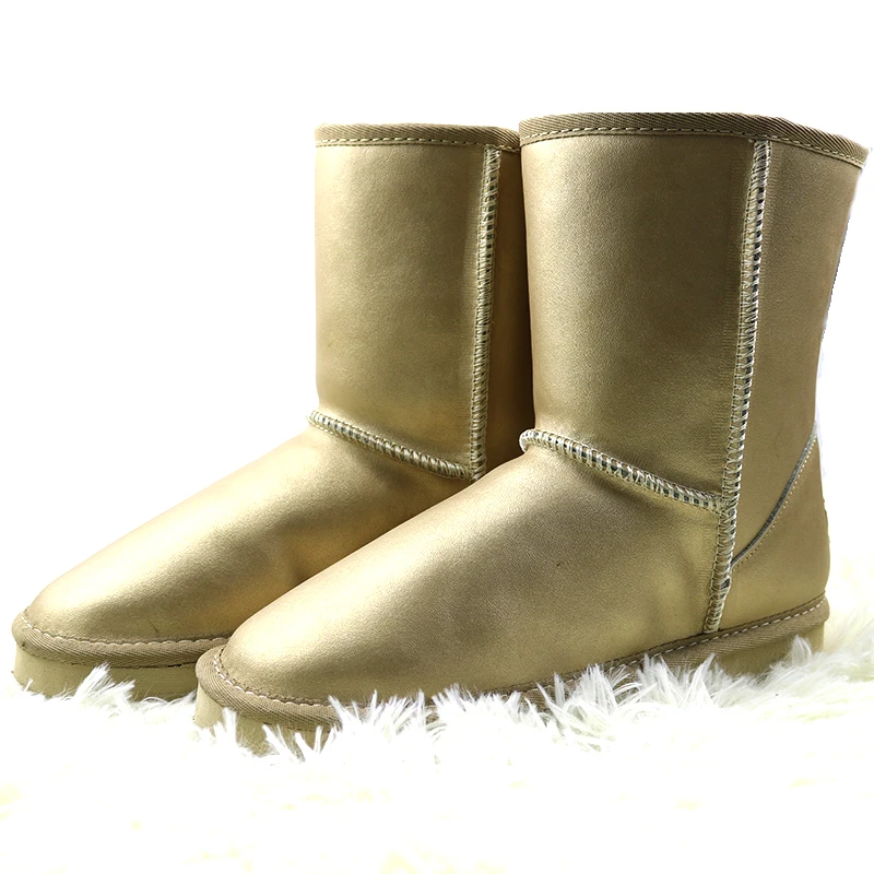 Г., модные толстые зимние ботинки женские ботинки теплые зимние водонепроницаемые ботинки из натуральной кожи ботинки до середины икры