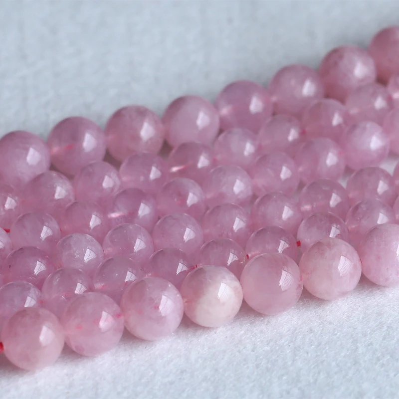 BELLE 12 mm Rose Calcédoine perles rondes pierres précieuses Collier 18" AAA 