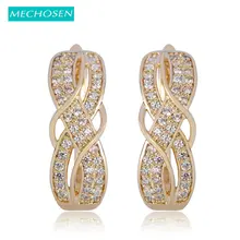 MECHOSEN роскошный шпильки геометрической формы серьги кольцо золотистый, циркониевый Brincos для Для женщин девочек пирсинг ушей Свадебные Bijouterias