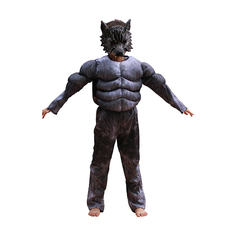 

Kids Halloween Cosplay Costumes Wolf Suits Children School Performance Clothing Props Muscle Werewolf Cosplay Clothes Kids Gifts