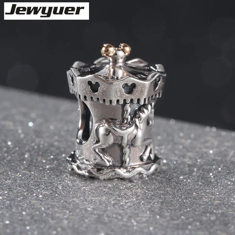 

New cartoon Carousel charms 925 sterling silver animals bead fit charm bead bracelets DIY for Christmas gift fine jewelry DSN135