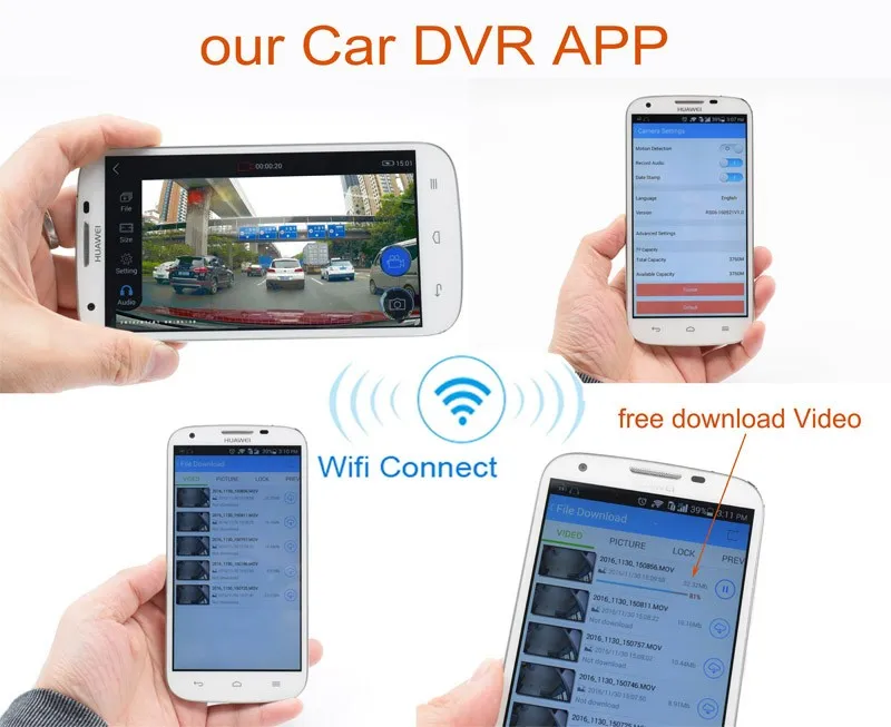 XCGaoon Wifi Автомобильный регистратор DVR цифровой видеорегистратор видеокамера Dash камера 1080P ночная версия Novatek 96655, камера может вращаться