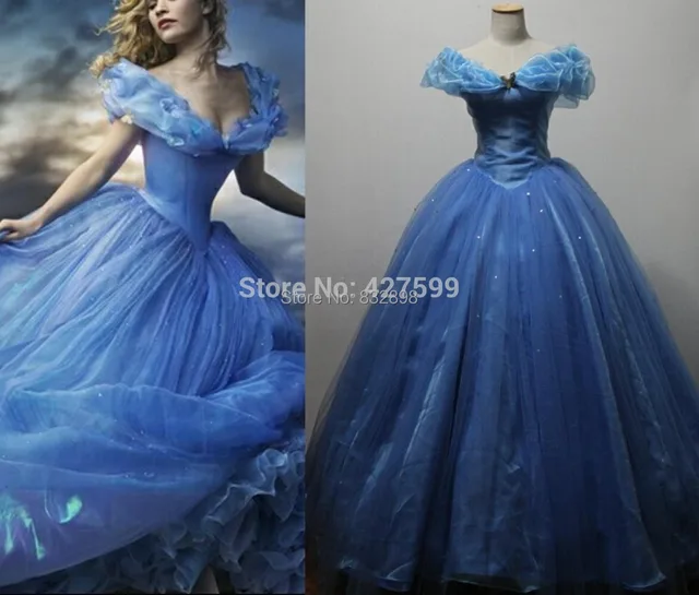 Movie Deluxe Blue Adult Girls Cinderella Quinceanera Dress Cosplay ...