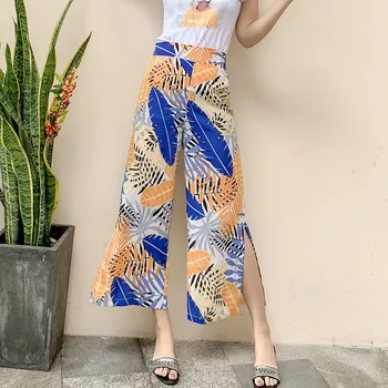 

Women's Summer Casual Retro Print Bohemian Wide Leg Pants High Waist Wide Legs Trousers