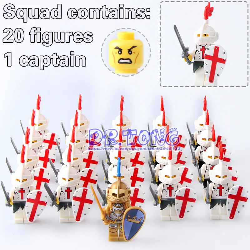Dr Tong 21PCS LOT Crusader Medieval Knights Building Blocks Gladiatus font b Figure b font font