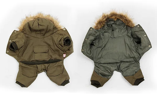 Dog Jumpsuits Winter Warm Clothing For Pet Fur Collar Jacket Durable Puppy Dog Cat Winter Coat Apparel 5 Sizes Freeshipping