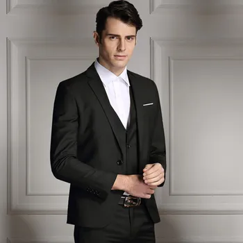 

2018 fashion navy blue wedding suits gor men plus size custom made groom mens suit dress slim fit 3 pieces black costume homme