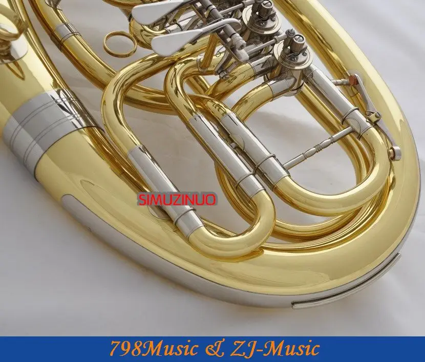Профессиональный Золотой поворотный Bb ключ euphonium белый медный цилиндр с рогом чехол