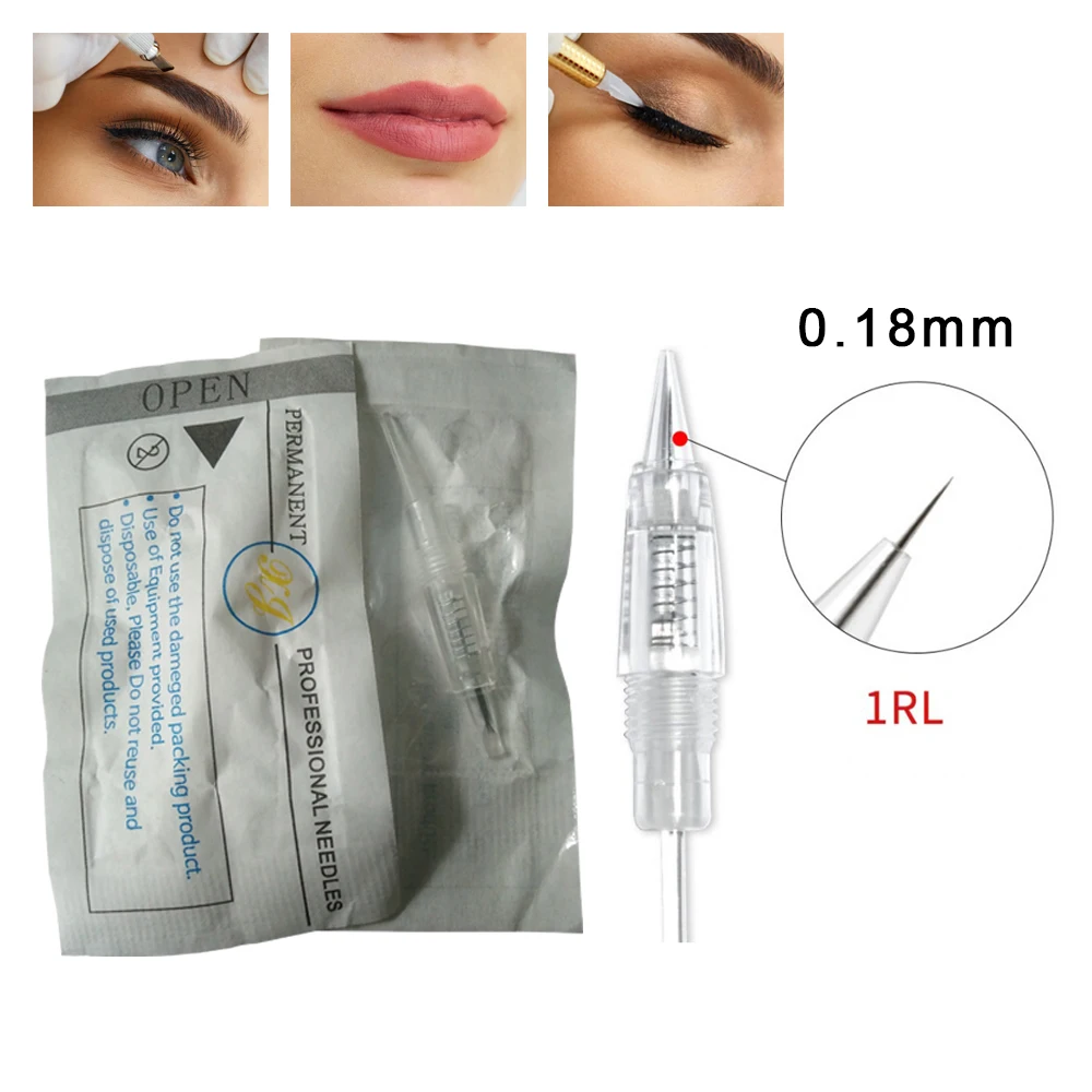 

Easy Click Needles Cartridge 0.18mm 1R Disposable Sterilized Permanent Makeup Screw Cartridge Needles Tips For Eyebrow Lips