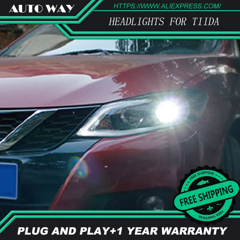 Автомобильный Стильный чехол на головную лампу для Nissan TIIDA, фары TIIDA, светодиодный фонарь, DRL Объектив, двойной луч, биксенон, HID