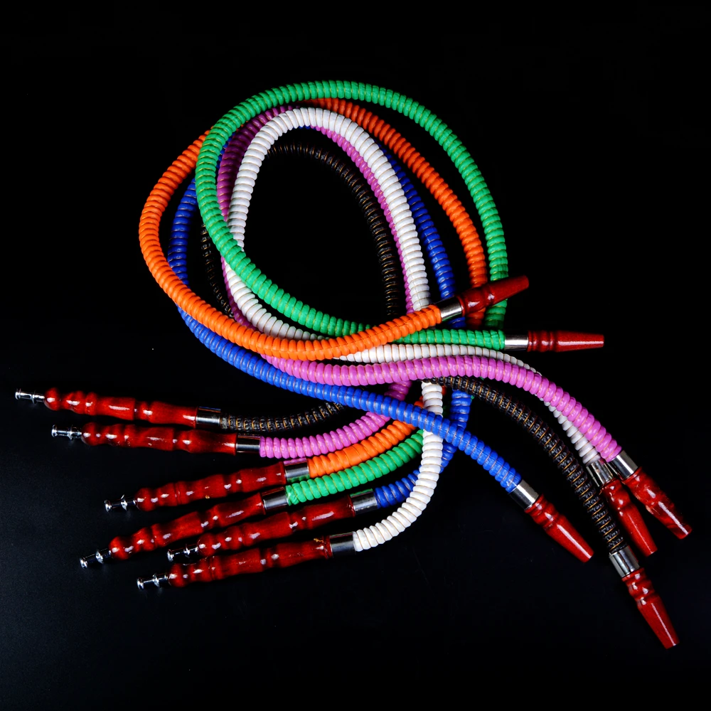 

1M Synthetic Leather Hookah Hose Wood Mouth Tip Shisha Pipe Narguile Water Pipes Accessories