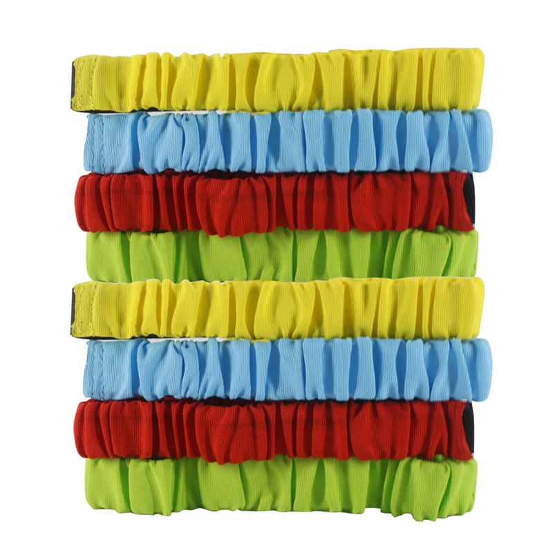 

8PCS 3-Legged Race Bands Elastic Tie Rope Strap with 4 Assorted Colors Perfect for Cooperation Training Outdoor Family Game