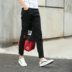 Новые мужские повседневные джинсы для 2018 Молодежный стиль моды леггинсы. Джинсы-стретч с девять минут
