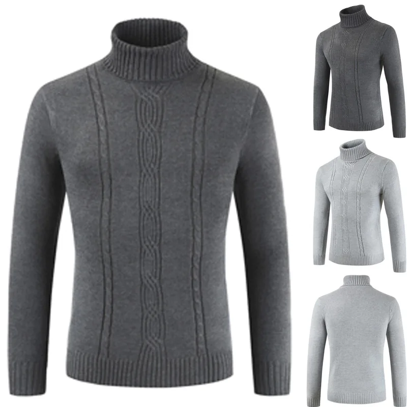 PADEGAO/2018 осень зима Для мужчин свитер Для мужчин высокий воротник сплошной цвет отдыха свитер Slim Fit бренда трикотажные теплые пуловеры