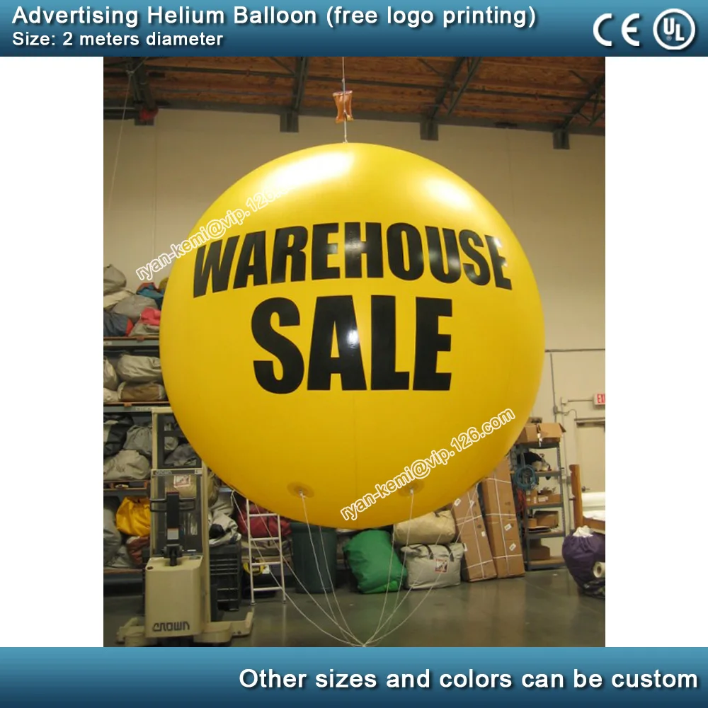 Free air ship to door 2m helium advertising balloon with logo giant