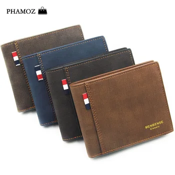 

PHAMOZ Luxury Purse Thin Short Mens Mini Money Slim Cute leather Small Wallet High Quality,Men Wallets