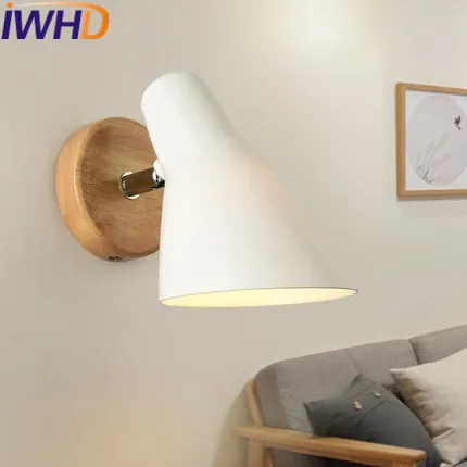 

IWHD Modern Wall Light LED For Home Lighting Fixtures Creative Glass Wall Lamp Fashion Wood Sconce Bedroom Lamparas de pared