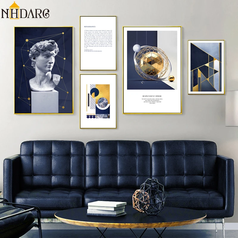 

Statue of David Space Geometry Abstract Art Canvas Print Painting Poster Wall Pictures for Living Room Home Decoration Wall Art