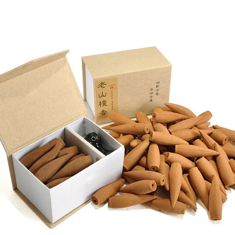 

New Oversized Backflow Incense Cones 30 Minutes 22pcs Tower Incense Cone Agilawood Laoshan Sandalwood Incenses with Holder