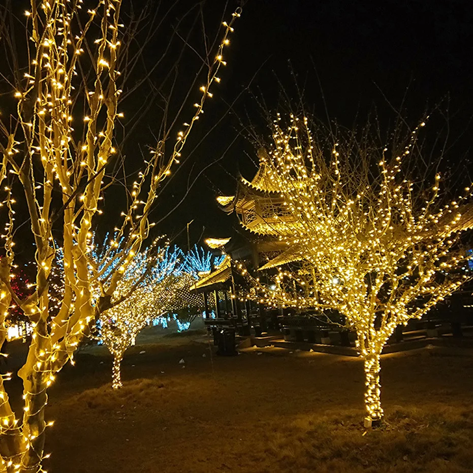 Самые низкие цены светодиодный свет шнура 100 светодиодный 10 м рождественское свадебное лампочки для праздника гирлянда 110 220 V уличный