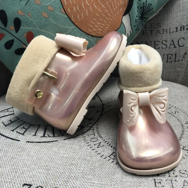 Mini Melissa/оригинальные непромокаемые резиновые сапоги для девочек с бантом; г.; Водонепроницаемая Обувь для девочек; детские сапоги; водонепроницаемые резиновые сапоги для малышей; 13,8-17,8 см