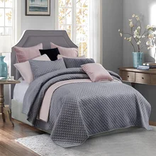 PHF Beauty Bed Covers And Bedspreads Velvet Bedding Set Luxury 3 Pcs Soft Lightweight Bed Linen Queen King Size Grey Pink Silver jennifer taylor home upholstered bed queen dark charcoal grey velvet hand applied nail heads 67w x 88d x 54h 52070