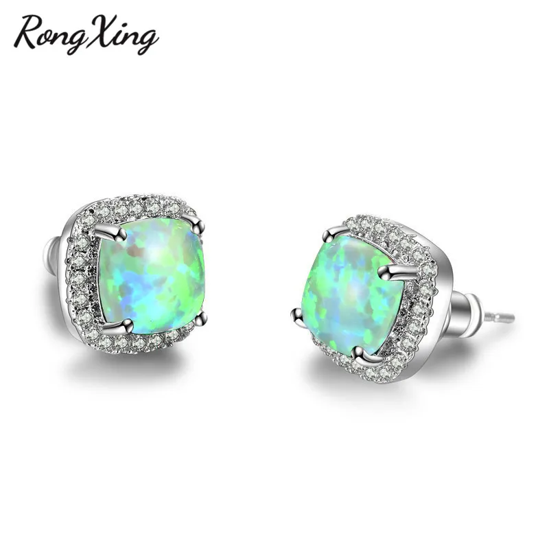 RongXing New Trendy 925 Sterling Silver Filled Green Fire Opal