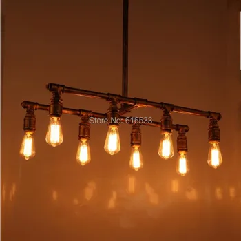 

Vintage Nostalgic Industrial Antique Lustre Loft Personalized 8lt Water Pipe Edison Pendant Lamp Bar Modern Home Decor Lighting