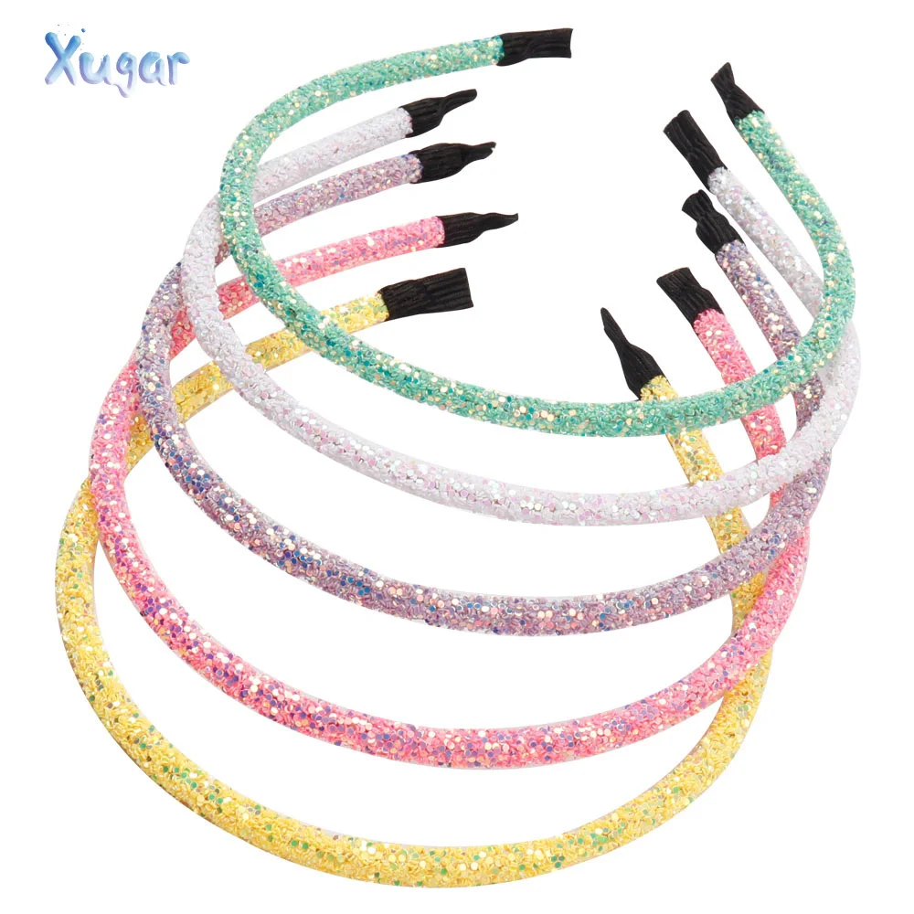 

Xugar Korean Hair Accessories Solid Chunky Glitter Hairband for Girls 5 Inch Fashion Shiny Candy Color Women Hair Hoop Headbands