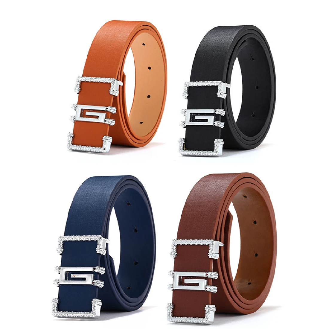 Men/'s Genuine Leather Belts Designer High Quality Smooth Leather Buckle Leisure
