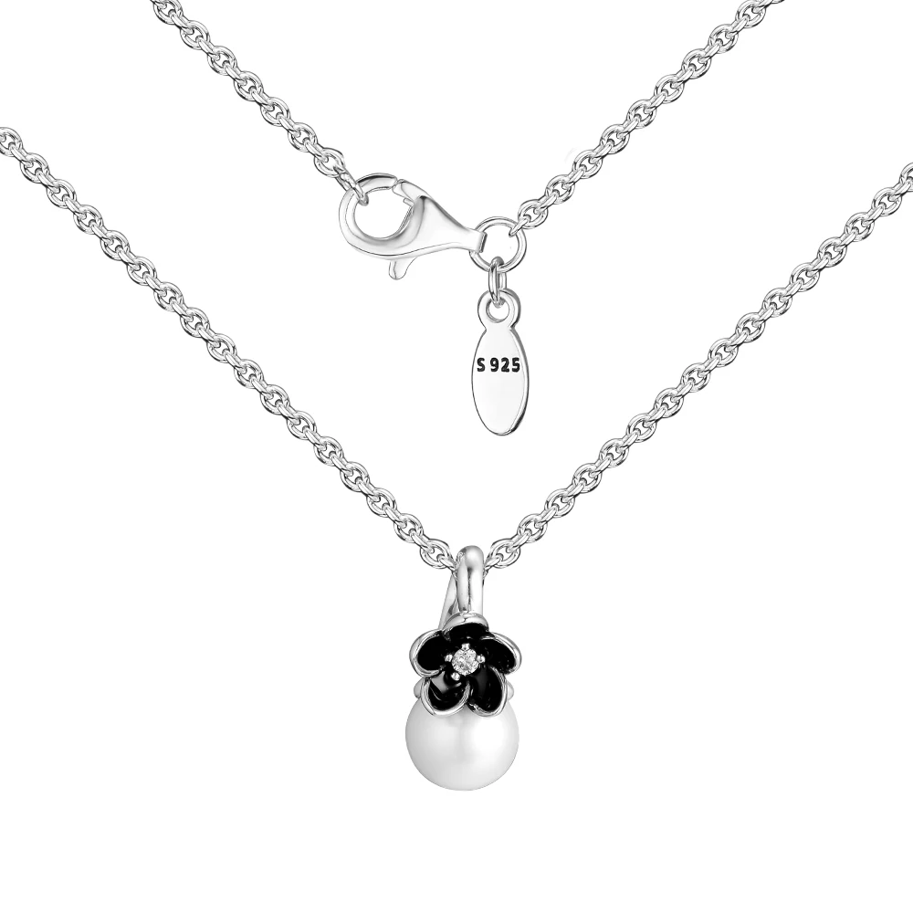

100% Real 925 Sterling Silver White Freshwater Cultured Pearl Floral Pendant Necklaces For Women Jewelry Girlfriend Gift