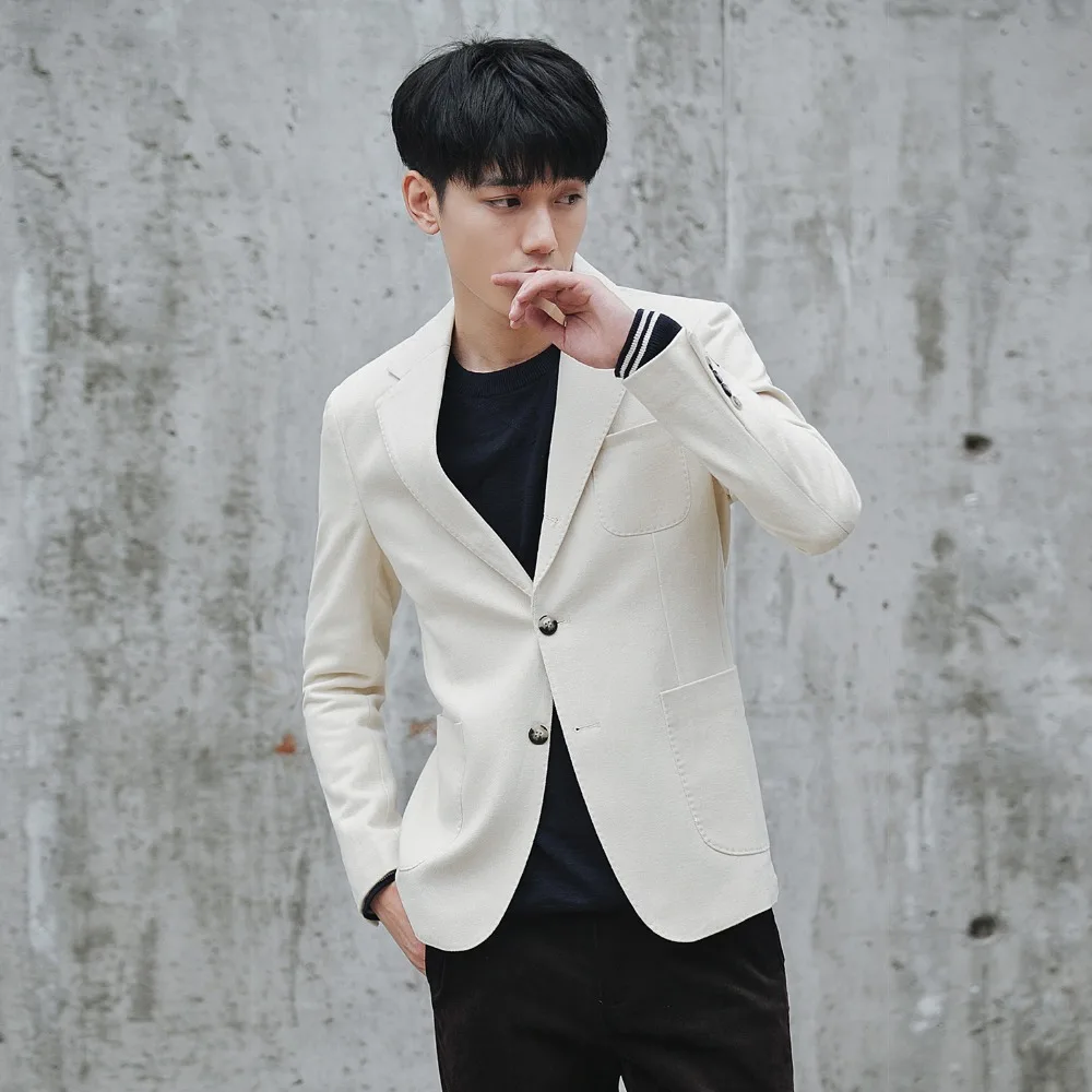Autumn and winter youth suit Korean version of the Slim simple solid color business small suit hair stylist thick casual jacket Autumn and winter youth suit Korean version of the Slim simple solid color business small suit hair stylist thick casual jacket