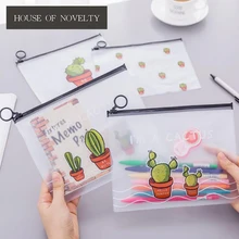 Cactus Dull Polish Transparent PVC A5 File Folder Document Filing Bag Stationery Bag
