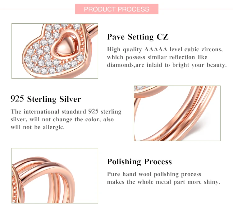 Modian, новинка, подлинный 925 пробы, серебряное кольцо в виде сердец, розовое золото, Модный палец, Штабелируемый, свадебные, обручальные ювелирные изделия