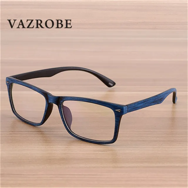 Vazrobe Vintage Wood Grain Glasses Mens Eyeglasses Frame for Man