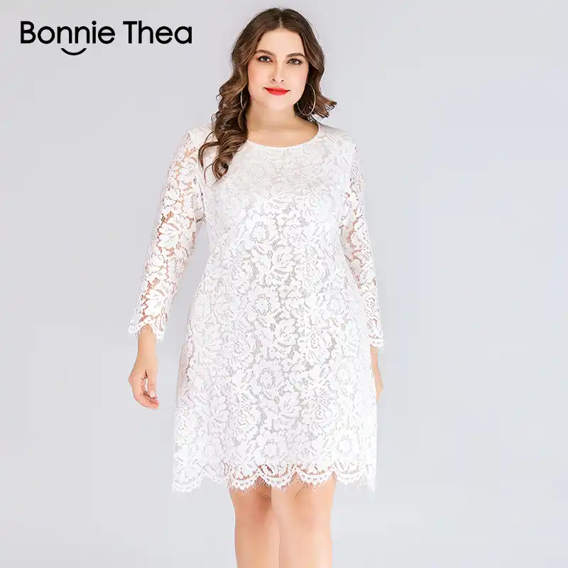 red and white plus size dress