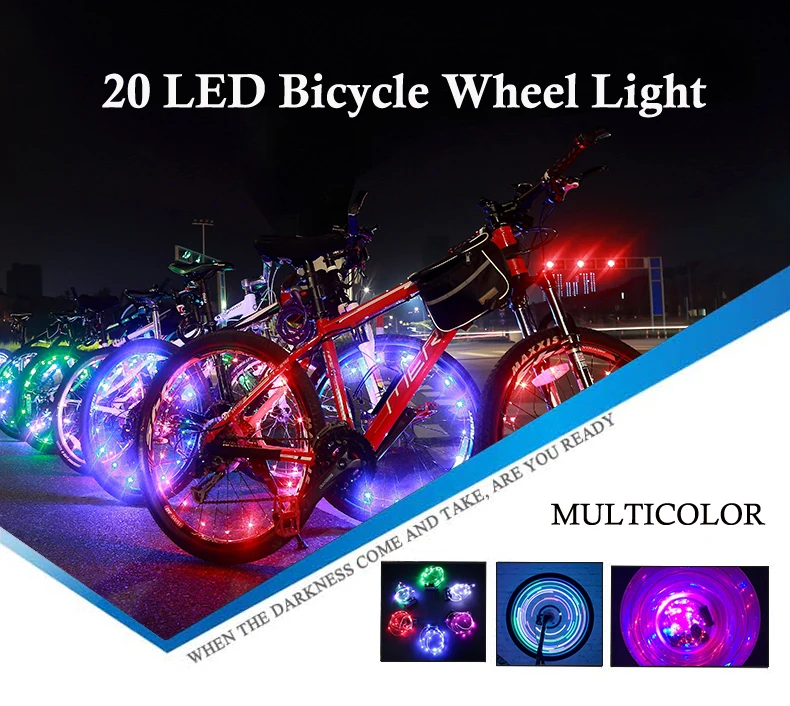 Enquêter arrière de vélo décoratif, bande lumineuse LED, roue de sécurité,  lumière iodée, lampe arrière de vélo pour l'équitation de nuit - AliExpress