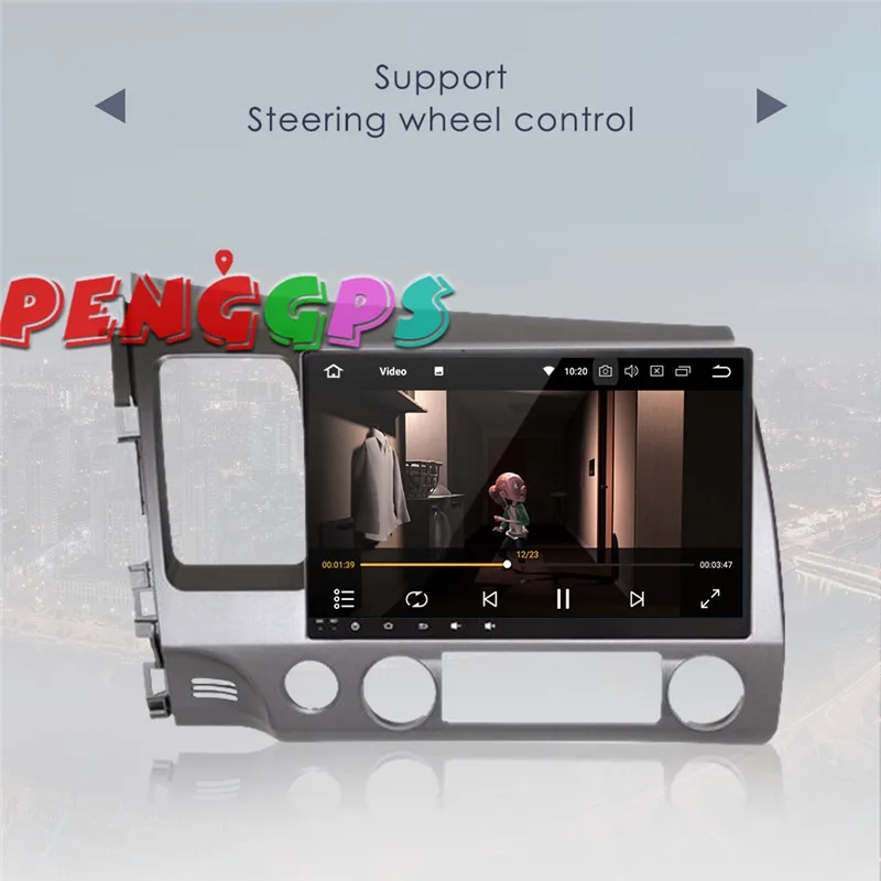 Top 10.2 inch Android 7.1 8.0 Car Radio GPS Navigation Headunit for Honda Civic Sedan 2007-2011 Multimedia no Car DVD Player Stereo 12