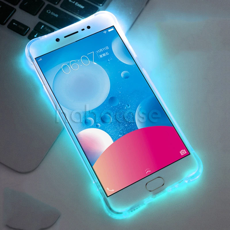 50 шт. Мягкий чехол из ТПУ для Samsung Galaxy J7 J5 Prime LED Flash Light Up прозрачный защитный
