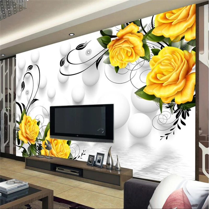

beibehang Custom Wallpaper Dream Rose Flower 3D Stereo Mural TV Background Wall Living Room Bedroom Wall