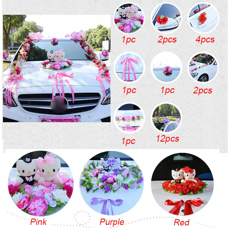 Искусственные цветы, свадебное украшение автомобиля, искусственные цветы, набор, декоративные цветы, венки, плавающий декор, свадебная композиция